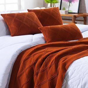 Peseira Queen Tricot Toronto Terracota 230x70cm Ref.450175 Dommun Decor