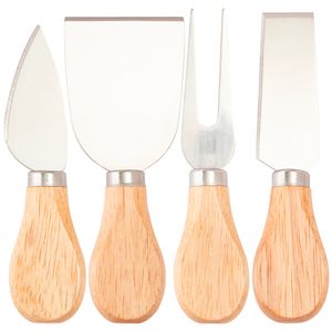 Kit 4 Utensílios Para Queijo Inox Cabo Madeira Ref.LM2773 honeyhome
