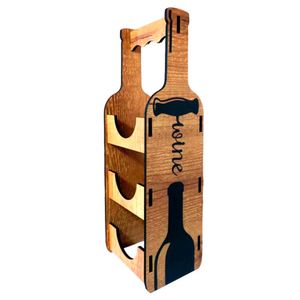 Suporte para Vinho Adega com Alça em Madeira para 3 Garrafas 294 - Turquesa