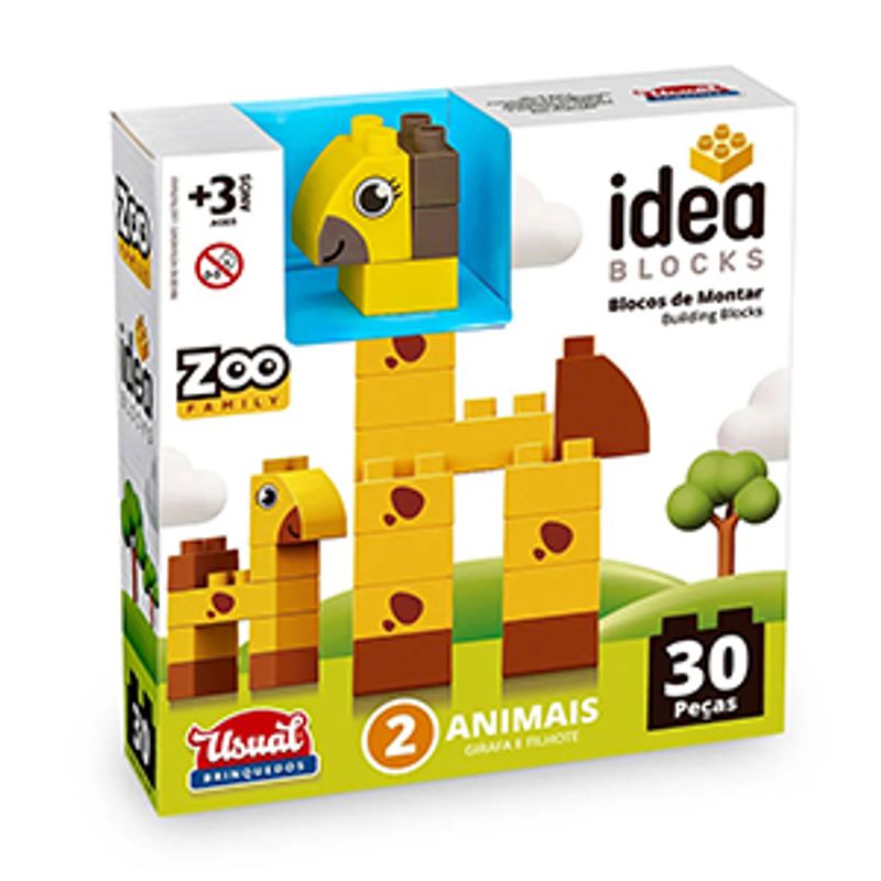 Blocos_de_Montar_Familia_Zoo_Girafa_30_Peças_Ref.681_Usual_Brinquedos