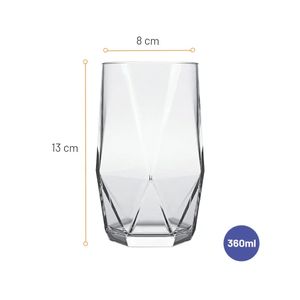 Conjunto 6 Copos Topázio Long Drink 360ml - Nadir