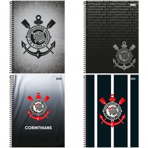 Caderno Universitário Espiral Capa Dura Corinthians 15 Matérias 240 Folhas 3388777 - foroni