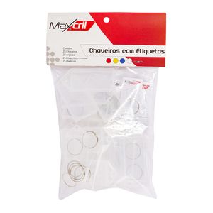 Chaveiro com Etiqueta Plástico Branco Pack com 25 Unidades 10180014 - Maxcril