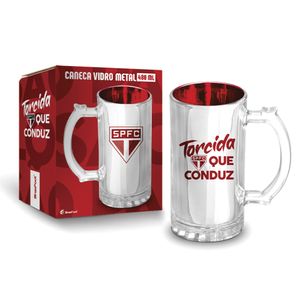 Caneca Times São Paulo Vidro Metalic 480ml 13890 - Brasfoot