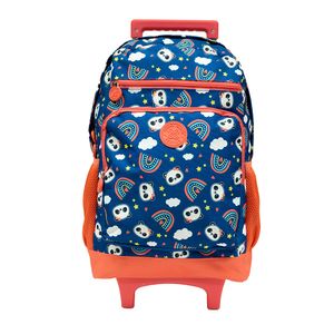 Mochila de Rodinha Infantil College Panda Poliéster Azul - Xeryus