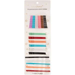 Kit Grampos para Cabelo Cartela com 70 Peças Aço Carbono Colorido 5cm, 6cm, 8cm LM2810 - honeyhome