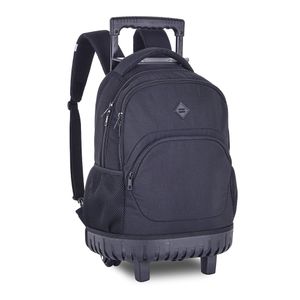 Mochila de Rodinha Juvenil Bolso Frontal Nylon Soft Preto CG24598 - Clio Style