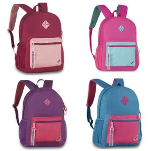 Mochila de Costas Juvenil Bolso Frontal Pingente Perfect Macth! Poliéster Sortido MF24047 - Clio Style