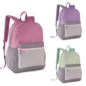 Mochila de Costas Juvenil Estampa Coração Bolso Frontal Poliéster Sortido MF24577 - Clio Style