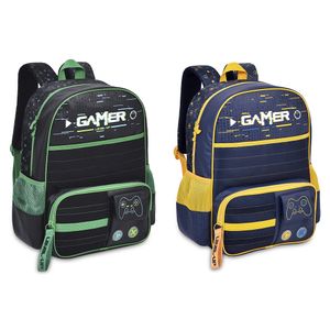Mochila de Costas Infantil Gamer Level Up Poliéster Com Neoprene Sortido Ref.VD24529J Clio Style