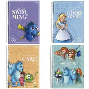 Caderno Universitário Capa Dura Disney 100 Sortido 1 Matéria 80 Folhas 10561 - São Domingos
