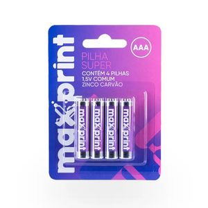 Pilha Zinco Palito AAA Super Blister Com 4 Unidades 75000040 - Maxprint
