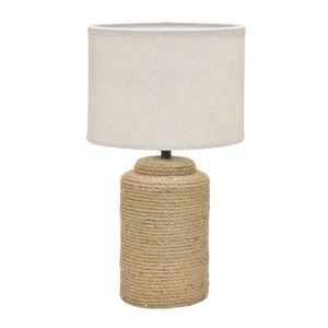 Abajur E27 Base Cerâmica Tubular com Corda Cúpula em Tecido Cru Bivolt 529054 - Mabruk