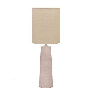 Abajur E27 Base Cerâmica Branca Cúpula em Tecido Bege Bivolt 529048 - Mabruk