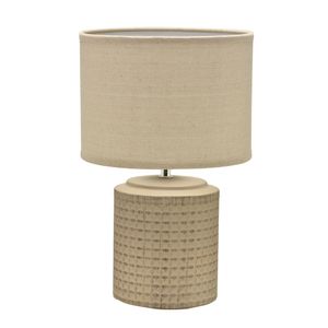 Abajur E27 Base Cerâmica Cúpula em Tecido Creme Bivolt 529011 - Mabruk