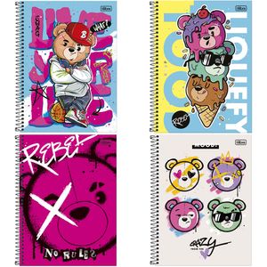 Caderno Universitário Espiral Rebel Sortido 1 Matéria 80 Folhas 350192 - Tilibra