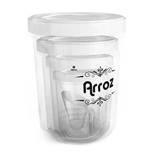 Conjunto de Potes para Mantimentos com Tampa Rosca Branca e Medidor 5 Peças 293006002 - Nitron