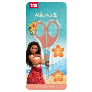 Tesoura Escolar Moana 2 Cabo Rosa 13cm 908469 - Tris