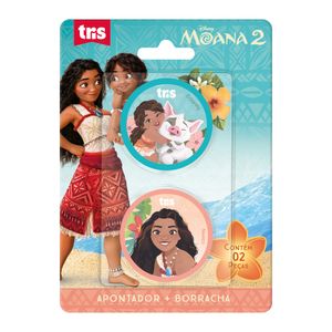 Kit Escolar Moana 2 (1 Apontador e 1 Borracha) Cartela com 2 Peças 908483 - Tris