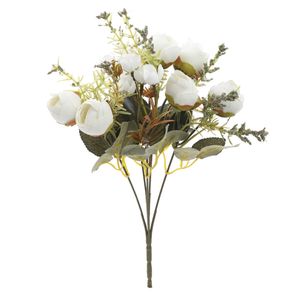 Buquê Mini Rosas X16 Branco 30cm 1063486 - Cromus