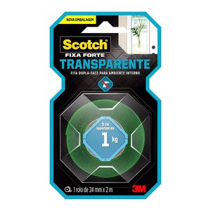 Fita Fixa Forte Transparente 24mm x 2m Blister com 1 Unidade HB004420194 - 3M