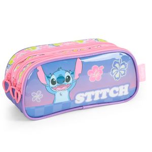 Estojo Escolar Triplo Stitch Poliéster Roxo EI41544SCVD - MaxLog