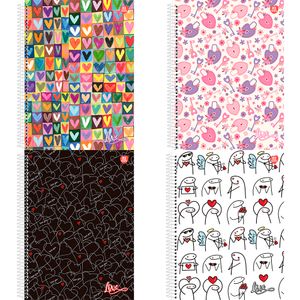 Caderno Universitário Love 1 Matéria 80 Folhas Estampas Sortidas 233119/10207 - São Domingos