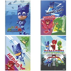 Caderno 1/4 Capa Dura Brochura PJ Masks Sortido 80 Folhas 10517 - São Domingos