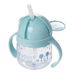 Caneca Treinamento Com Canudo Mickey Mouse Plástico Azul 260ml 17435 - Plasútil