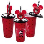 Copo_Com_Canudo_E_Pin_Minnie_Plástico_Vermelho_500ml_Ref.17442_Plasútil
