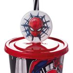 Copo_Com_Canudo_E_Pin_Homem-aranha_Plástico_Vermelho_500ml_Ref.17443_Plasútil