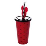 Copo_Com_Canudo_E_Pin_Minnie_Plástico_Vermelho_500ml_Ref.17442_Plasútil