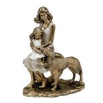 Estatueta_Família_Mãe_E_Filha_Com_Pet_Resina_Dourado_Detalhes_Coloridos_20,5x15x7cm_Ref.257823_Mabruk
