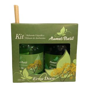 Kit Difusor de Ambiente E Sabonete Líquido Aromas Brasil Erva Doce 250ml Ref.273 Amazônia Aromas