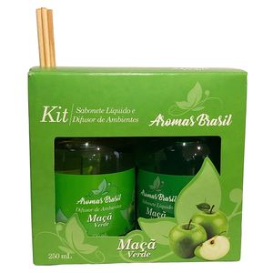 Kit Difusor de Ambiente E Sabonete Líquido Aromas Brasil Maçã Verde Aromas 250ml 276 - Amazônia Aromas