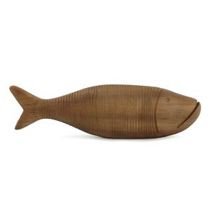 Escultura Peixe Poliresina Marrom 6x4,5x21cm 17519 - Mart