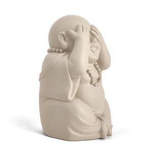 Escultura Buda Cego Cimento Bege 12x7,5cm 17402A - Mart