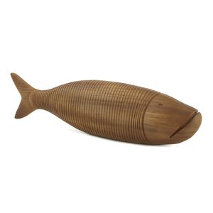 Escultura Peixe Poliresina Marrom 8x6x31,5cm 17518 - Mart