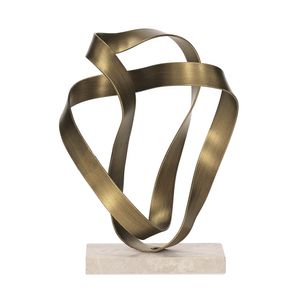 Escultura Abstrata Metal E Pedra Dourada 25,5x19x19cm 19894 - Mart