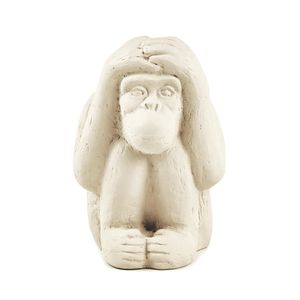 Escultura Macaco Surdo Cimento Offwhite 12x8,5cm 122261 - Mart