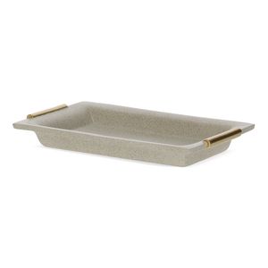 Bandeja de Servir G Poliresina Cinza Alça Dourada 4x27x17cm 20341G - Mart