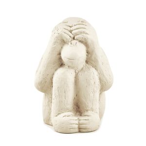 Escultura Macaco Cego Cimento Offwhite 12x8,5cm 122262 - Mart