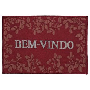 Tapete Capacho Bem-vindo Domani Ivy Vermelho 40x60cm B00000446118 - Jc Serrano