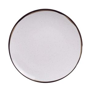 Prato Raso Canyon Porcelana Off-white Borda Filete Preto Abstrato 25cm 96580132 - Tramontina