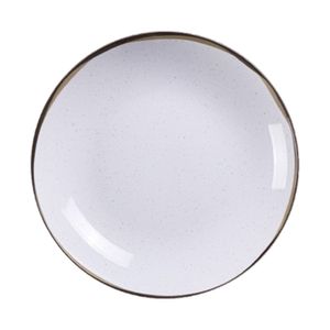 Prato Fundo Canyon Porcelana Off-white Borda Filete Preto Abstrato 21cm 96580134 - Tramontina