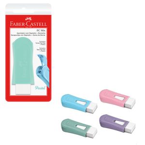 Apontador com Depósito e Borracha Tons Pastel Sortido SM124BORPASTELZF - Faber-Castell