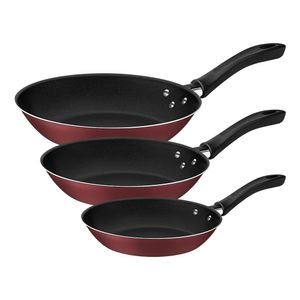 Jogo de Frigideiras Linz 3 Peças Revestimento Antiaderente Starflon Max Externo Poliéster Vermelho 20297509 - Tramontina