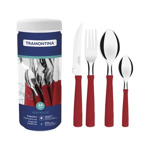 Faqueiro 24 Peças New Kolor Aço Inox Cabos Em Polipropileno Vermelho 23198793 - Tramontina