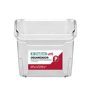 Organizador Multiuso P Clear Utti para Geladeira com Puxador Transparente 9,2x10x31cm OR48200 - Ordene