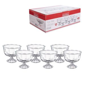 Conjunto 6 Taças Para Sobremesa Peach Com Pé Vidro 410ml TCSB003 - Hauskraft